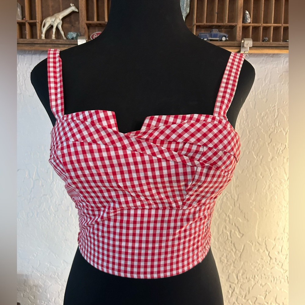 Trashy Diva “Trixie” top in red and white gingham print